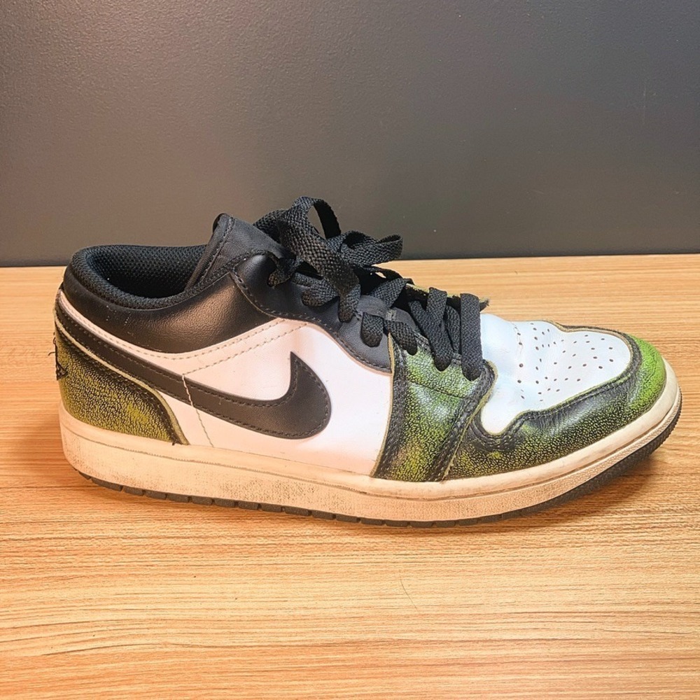 Nike Air Jordan 1 Low SE Wear Away Shoes Men's 7 Black/Electric Green DN3705-003
